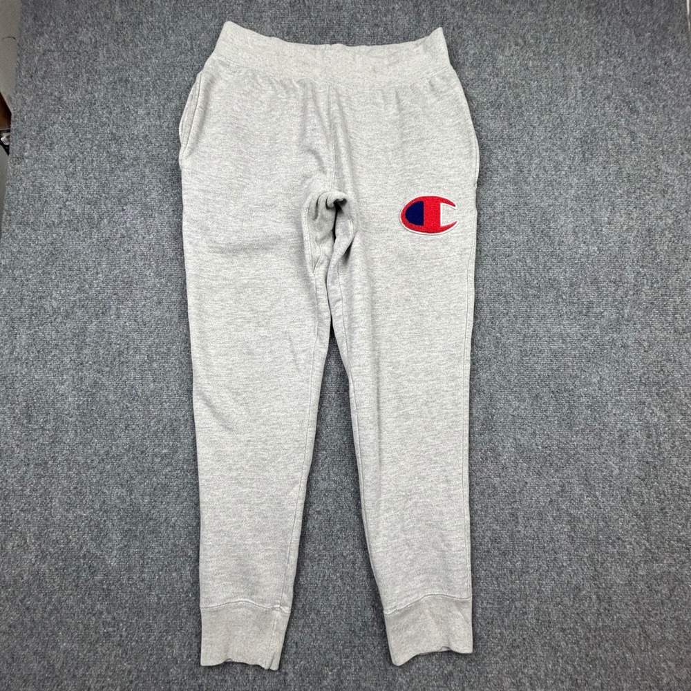 VTG Champion Reverse Weave Sweatpants‎ Mens Large Gray Joggers Chenille Logo Y2K